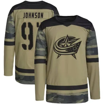 Men's Kent Johnson Columbus Blue Jackets Military Appreciation Practice Jersey - Camo Authentic