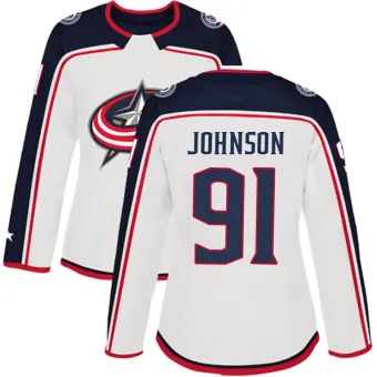 Women's Kent Johnson Columbus Blue Jackets Away Jersey - White Authentic